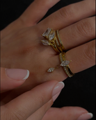 Amoura marquise ring with dangling charm, 18K gold plated — view 2