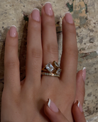 Sultana three-stone ring, 18K gold plated — view 2